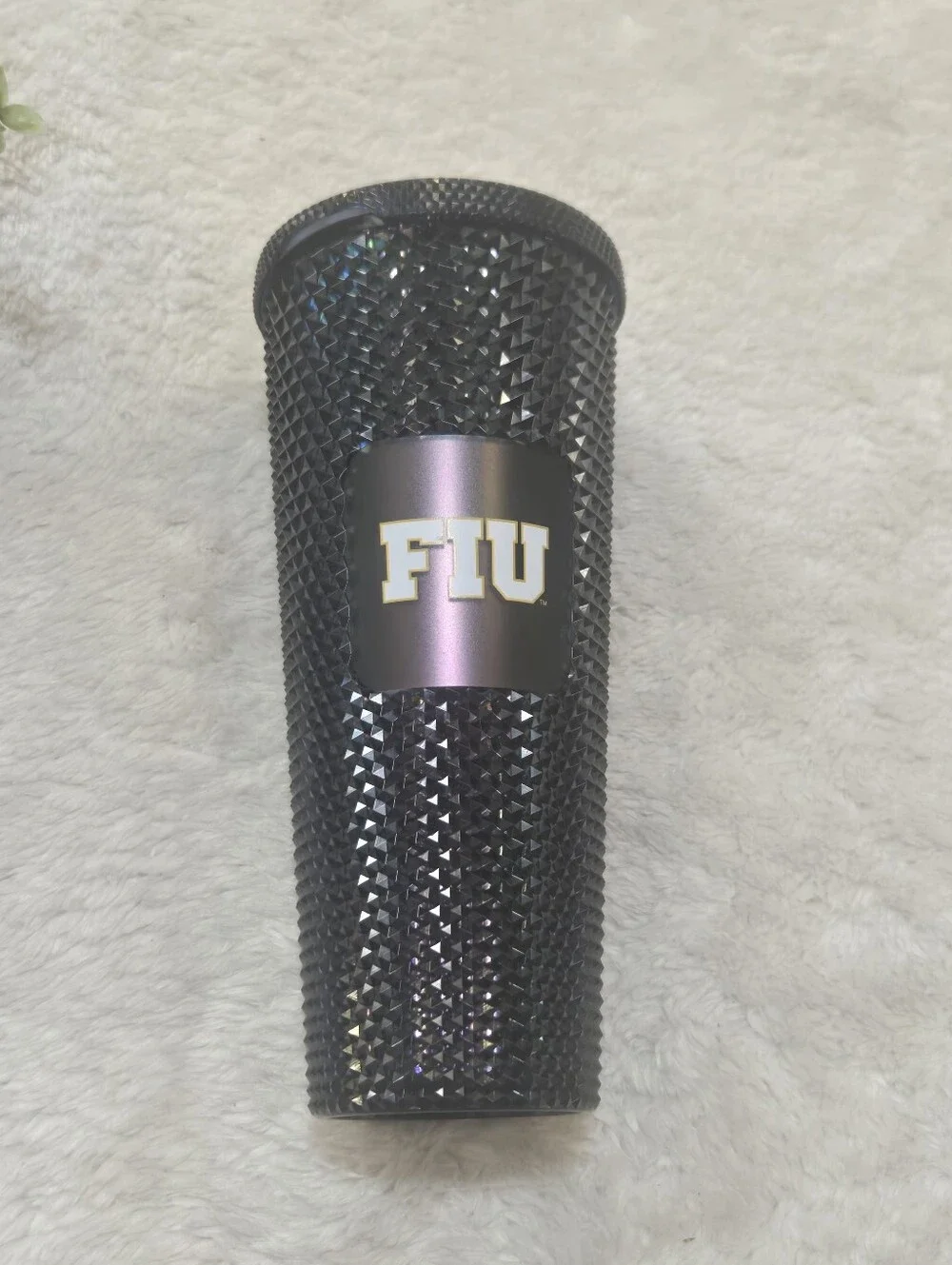 Starbuck Limited Edition FIU Black Iridescent Studded Venti Tumbler, 24 Oz